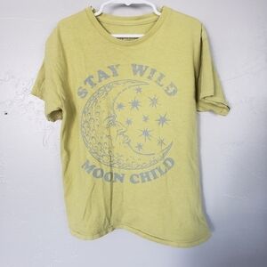 American Highway Youth Medium Short Sleeve T-shirt Lemon Lime Stay Wild Moon Top